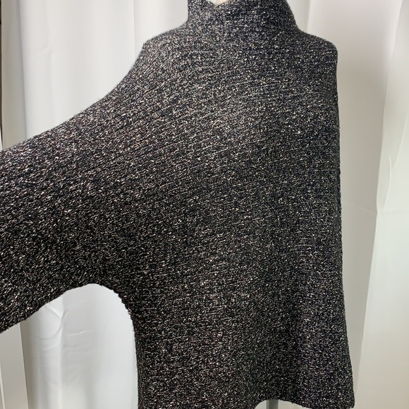 Max Studio Soft & Cozy Slouchy Batwing Mock Neck Sweater Grey Black, Sz XL - Picture 9 of 13